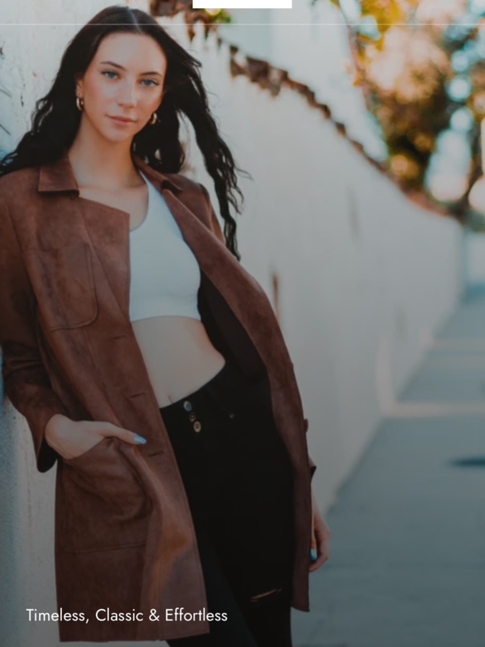 WAY Wonderful and Young Women's Tan Faux Suede Single-Breasted Trench Coat